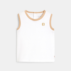 قميص تحتاني من قطن فلاميه باللون الأبيض للأطفال الصغار